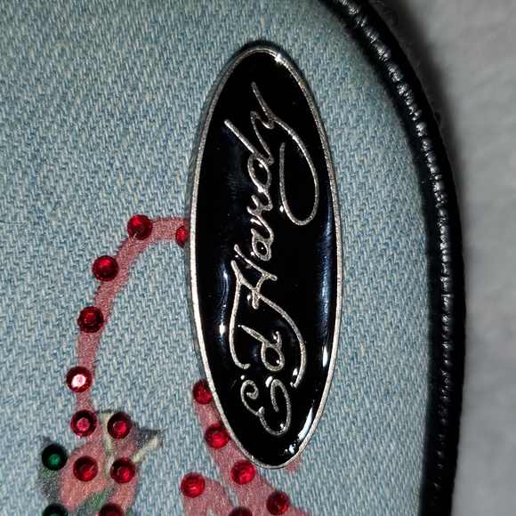 NWT Ed Hardy Denim Rhinestone Skull Crossbody Bag - Picture 4 of 14